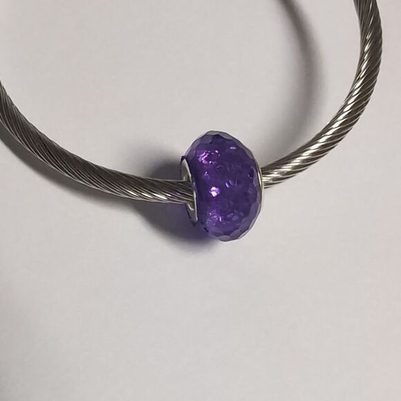 Purple Sparkly Charm for Pandora Style Bracelet - Picture 2 of 4